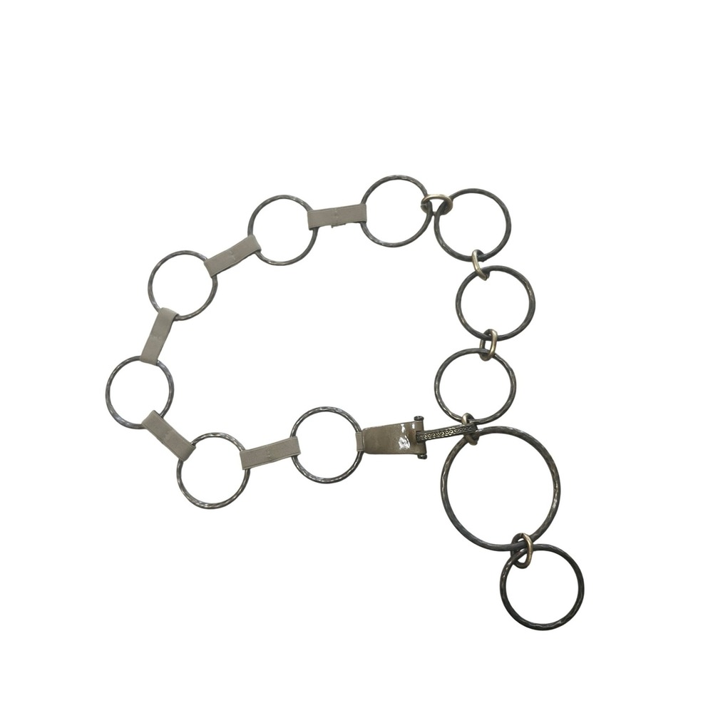 Suzi Roher Chain Belt Womens OS Brass Bronze Hammered Hoop Elastic Hook Link